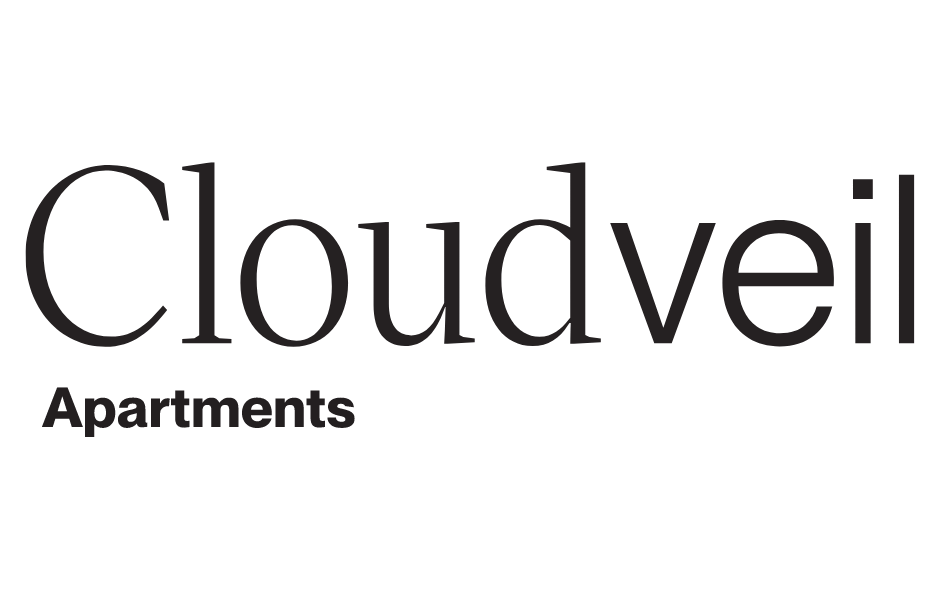 Cloudveil Apartments written on a green background.
